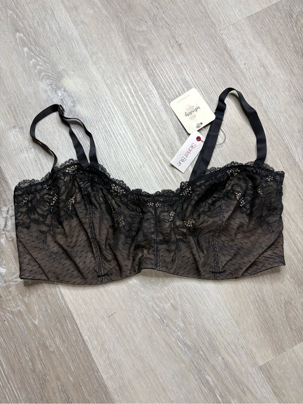 Free People Intimately / Skarlett Blue Balconette Black Lace Bra Sz 36DD